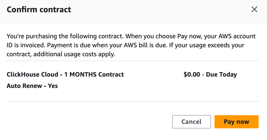 AWS Marketplace confirm contract